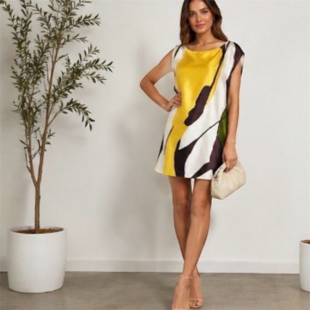 ZOA New York Silk Abstract Print Shift Dress – XS
